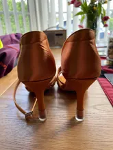 DIPLIP-zapatos de baile latino para mujer, calzado de baile de Tango con fondo suave, tacón alto de 9cm, para Salsa