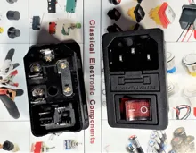 IEC320 C14 eléctrico CA zócalo 3 pin rojo LED 250V interruptor basculante 10A fusible mujer entrada macho conector de clavija 2 enchufe con pines de montaje