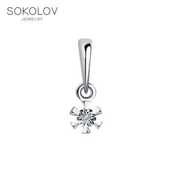 

Pendant SOKOLOV white gold with Diamond fashion jewelry 585 women's male, pendants for neck women