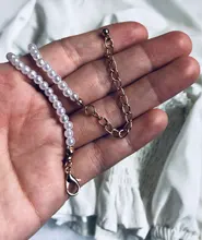 Collar con colgante de concha de amor para mujer, gargantilla de cadena de perlas Simple de 6MM de estilo Vintage, joyería de moda al por mayor