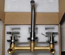 Grifo mezclador de pared con doble palanca, negro mate/dorado pulido, novedad