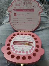 Caja de madera para dientes de bebé, organizador umbilical para los dientes de la leche en inglés/español/portugués, caja de recuerdo para niños y niñas