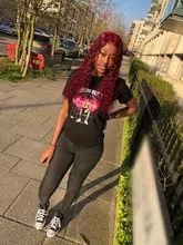 Pelucas frontales de encaje de cabello humano Borgoña, prearrancadas, rizadas, con encaje frontal, densidad completa del 200%, 99j pelo rizado, nudos blanqueados