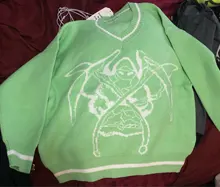 HEYounGIRL-suéter de punto de estilo Preppy para mujer, Jersey de punto de gran tamaño con cuello de pico informal, Jersey estampado de moda, prendas de punto 2021