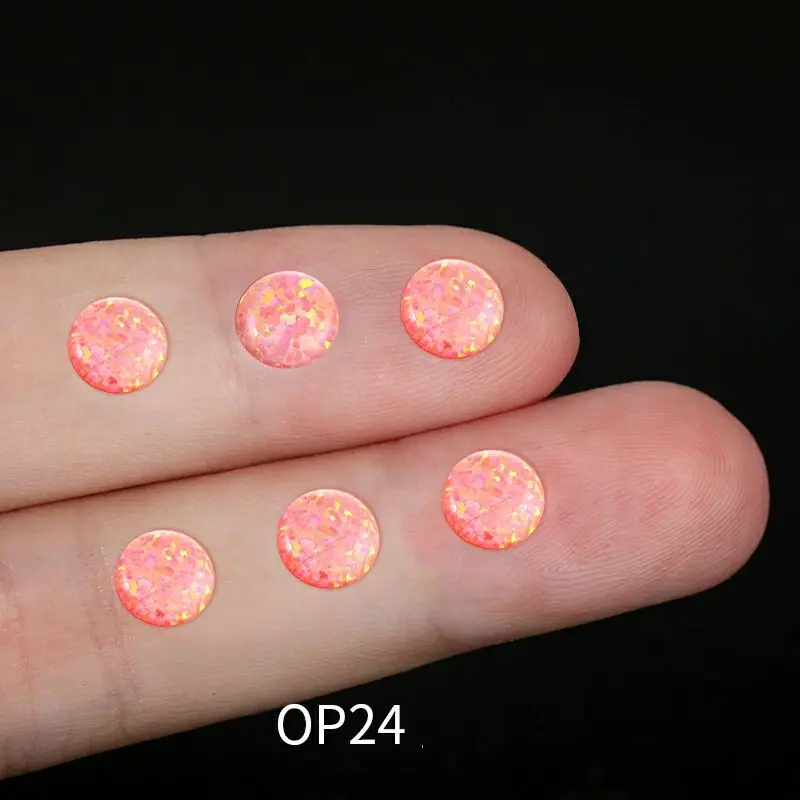 3.0mm-8mm Round Cabochon Flat Back White Pink Aqua Orange Fire Opal Synthetic Stone