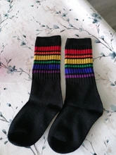 INPEPNOW-Calcetines hasta la rodilla para niñas y niños pequeños, calcetín a rayas de arcoíris, para la escuela, WZ-CZX6, 2020