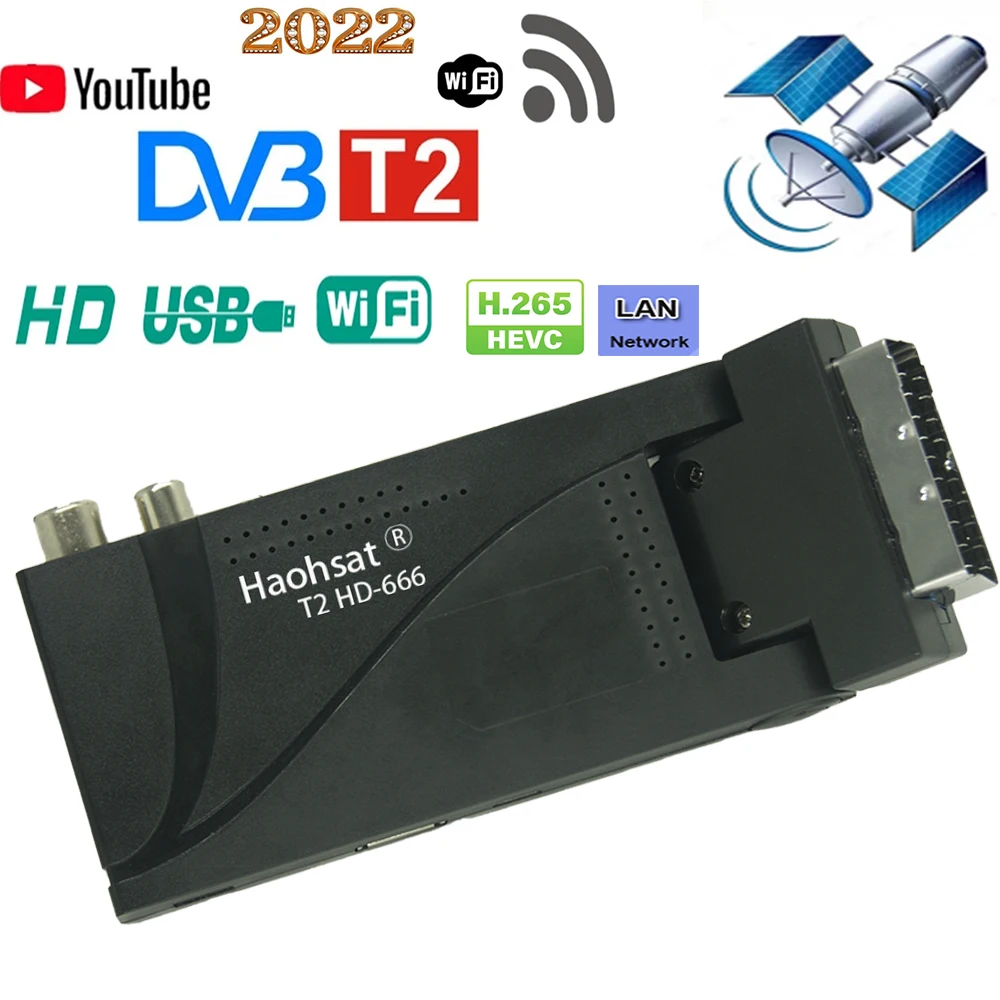 Haohsat DVB T2 HD-666 Scart HD поддерживает H.265 HEVC 10-битный наземный приемник комбинированный