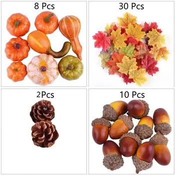 

50 PCS Artificial Pumpkin Decoration Harvest Autumn Fall Thanksgiving Wreath Fake Fruit Autumn Home Kitchen Decor