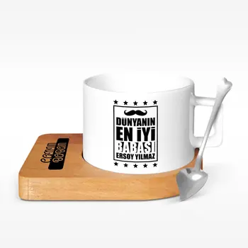 

Personalized World Best Father Design Wood Altlıklı Ceramic Cup-2