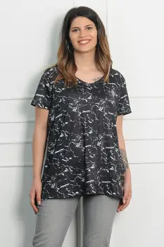 

Sans Textile Women 'S Black V Collar Print Blouse 65 N15925