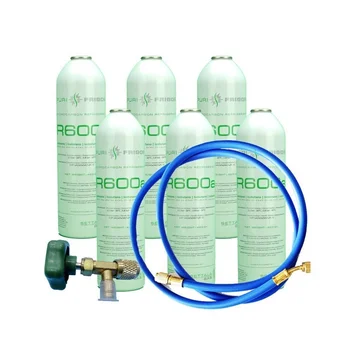 

6 bottles Refrigerant Gas R600 + Hose + Valve 420Gr Isobutane