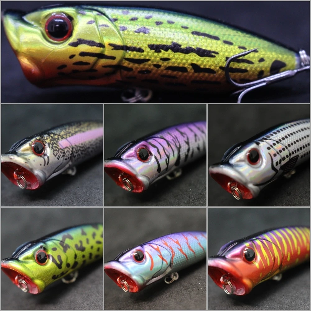 

wLure 7cm 12.3g Middle Range Casting Loud Rattling Gill Slot with more Water Splash Popper Lure for Bass Fishing T605