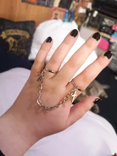 Punk Hip-Hop Cruz anillo de plata Chapado en Color Retro Cadena de dedo anillo de joyería ajustable regalo para Unisex anillo partido anillos