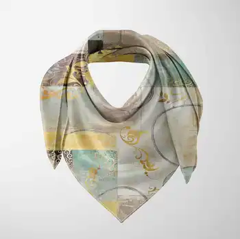 

Else Yellow Brown Green Floral Authentic Ethnic 3d Print Square Rayon Fabric Neck Head Floral Pattern Scarf Scarves Women Hijab