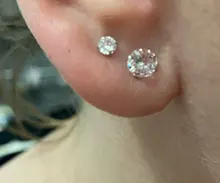 MloveAcc 100% Plata de Ley 925 auténtica joyería de las mujeres de moda lindo pequeño claro CZ Stud pendientes regalo para las niñas adolescentes Dama