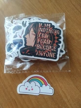 Paquete de calcomanías negras para niños, pegatinas de dibujos animados de Anime para papelería, maleta para portátil, guitarra, calcomanías de nevera, 10/50 Uds.