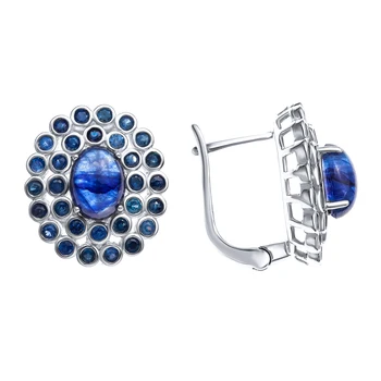 

Earrings made of silver with sapphire звёздчатым and Sapphire