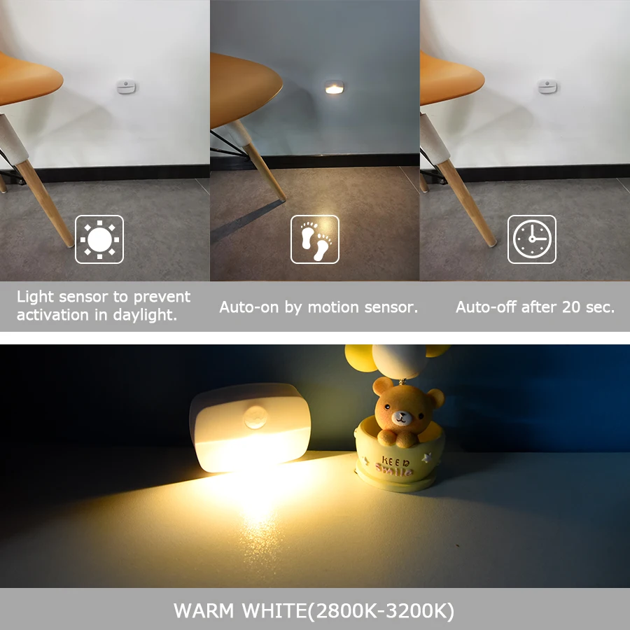 Mini LED Night Lamp Motion Sensor Light Indoor AAA Battery Powered Bedroom Wall Staircase Closet Aisle Body Induction Lamp 5