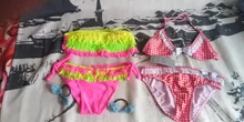 Traje de baño para niñas adolescentes de 5 a 12 años, bañador con borlas, Bikini grande con cuello Halter, traje de baño con flecos