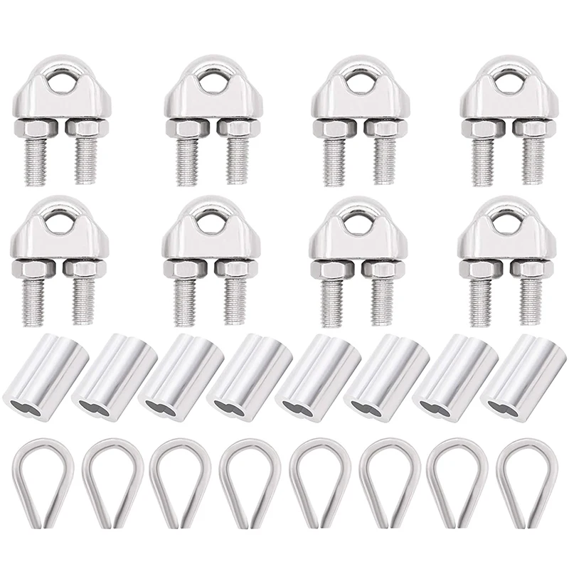 304-Stainless-Steel-Wire-Rope-Accessory-Set-M3-Cable-Clamp-Silver ...