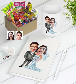 

Personalized Maried Caricature Of Nostalgic Lezzetler Notebook Pen Mug Gift Seti-5
