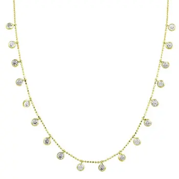 

Angemiel 925 Silver Dangle Round Zircon Necklace-Gold Plated