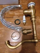 Bathroom Faucet Antique-Brass White Tap Porcelain-Handle Cold-Mixer Rotatable Single-Hole