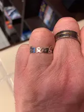 COOLTIME Anillo de nombre personalizado para pareja, joyería familiar para hombres y mujeres, de acero inoxidable, ajustable, regalo para madre y bebé