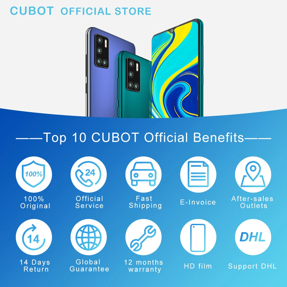 Cubot P40 задний Quad Camera смартфон Четыре камера NFC телефон 4 Гб + 128 ГБ 6 2 дюйма 4200 мАч