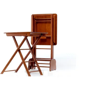 

Set of two folding tables and stand, light walnut color