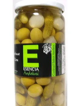 

Olives dishevelled-700 Gr. Olives Chamomile, pickles and chive. Jaén products. Essence Andalusí