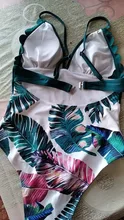 Bañador de una pieza con volantes para mujer, traje de baño Sexy con estampado de hojas, cuello de pico profundo, traje de baño ajustable con Espalda descubierta, ropa de playa de talla grande 2020