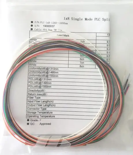 10 шт. волоконно-оптический разветвитель plc 1x8 SC APC/UPC 0,9 мм G657A1 зеленый синий разъем опционально - Цвет: 1x8 color