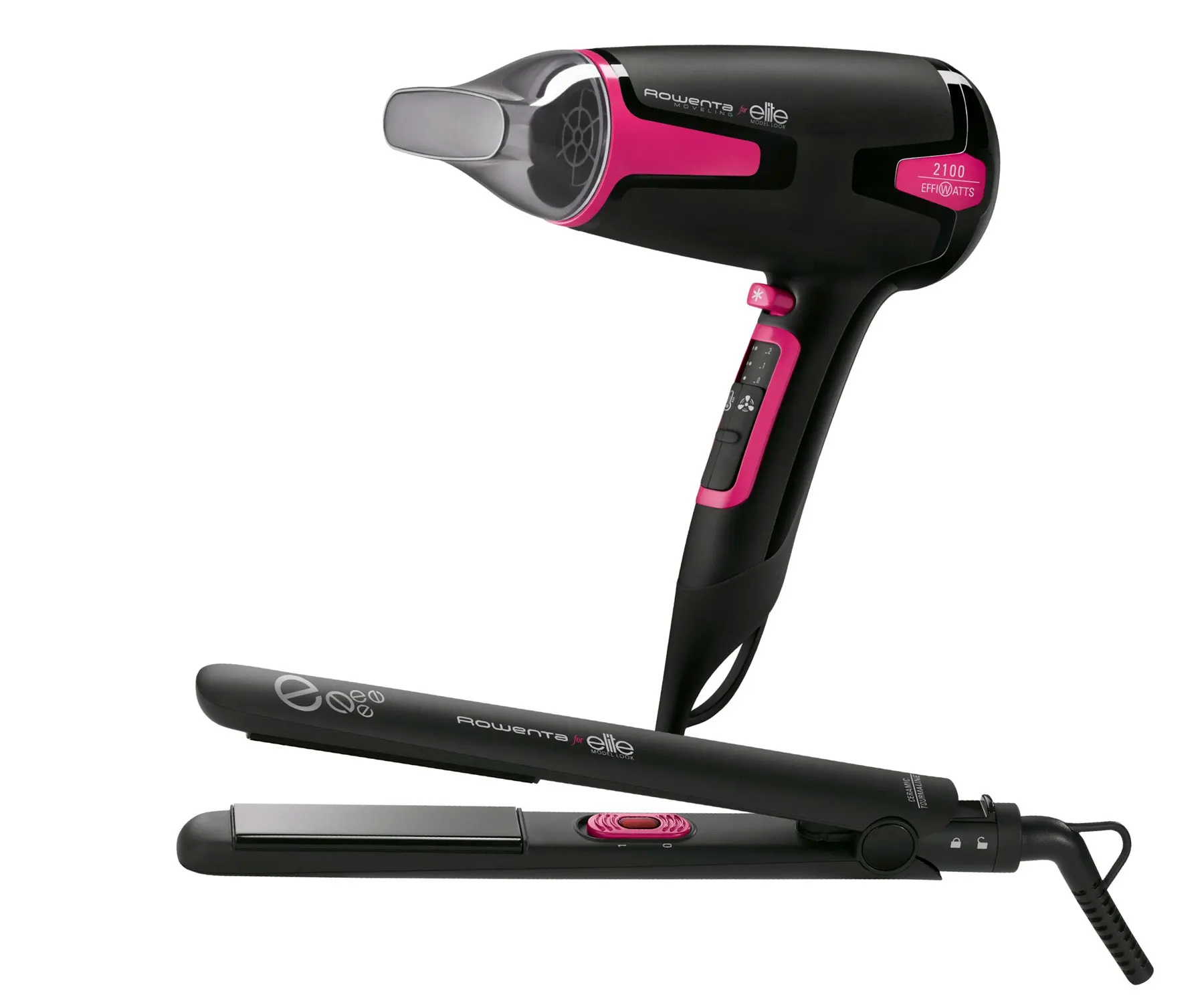 ROWENTA YD3072 KIT NEGRO ROSA SECADOR DE PELO 2100W + PLANCHA DE PELO HASTA  200 ºC|Secadores de pelo| - AliExpress