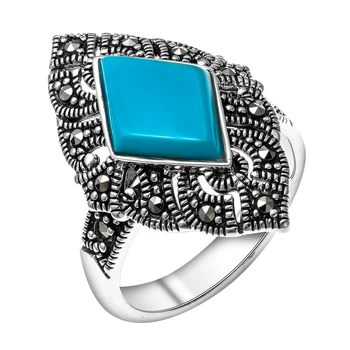 

Silver ring with marcasite and turquoise Sint.
