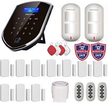 

Wolf-Guard 2.4G Wifi GSM SMS Wireless Home Alarm Security Burglar System Kit APP Control PIR Motion Sensor Door Detector