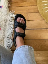 Sandalias de plataforma de cuero genuino para mujer, zapatos de diseñador de lujo a la moda, Sandalias planas, tacones gruesos, tendencia