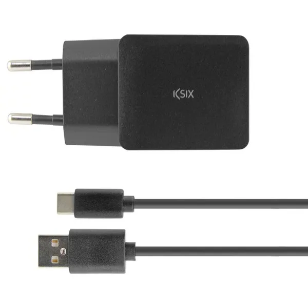 Сетевое зарядное устройство+ USB A-USB C кабель USB черный