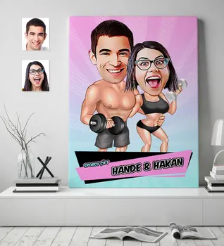 

Personalized Sportsman Double Cartoon Canvas Table (70x100 cm.) 2 Valentine Gift Custom Design Name Picture Fun