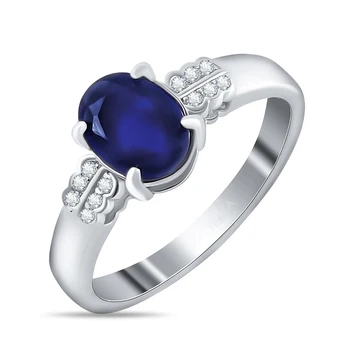 

Silver ring with sapphire and cubic zirconia