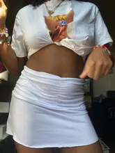 Minifalda de los 90 para mujer, ropa de playa a la moda Y2K, accesorio blanco Harajuku, faldas plisadas de cintura alta
