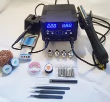 Estación de soldadura Digital LED 2 en 1, 800W, pistola de aire caliente, Estación de Reparación soldador eléctrico para teléfono, PCB, IC, SMD, BGA