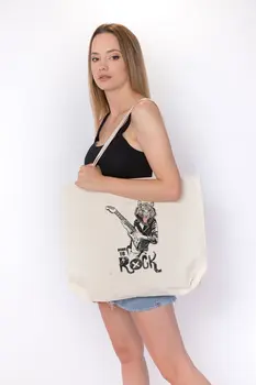 

Angemiel Bag Large Born To Rock Tote Shopping Beach Bag