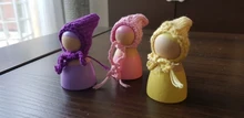 Muñecas de arcoíris de madera de ganchillo, en gorros para Pastel, bloques apilables, muñecas NATURALES DE MADERA EN sombrero tejido, juguete Montessori, 6/12 Uds.