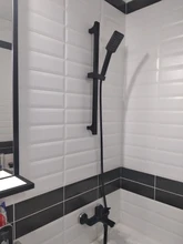 Sliding-Bar Shower-Bar Wall-Mounted Adjustable Minimalist-Style Black 3-Function High-Quality