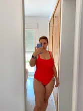 Bañador de una pieza de talla grande para mujer, traje de baño adelgazante rojo, Sexy, clásico, Momokini, traje de baño de playa de verano