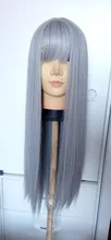 Gray Wig Hair-Wigs Cosplay Silver Long-Silk Alan Eaton Girl Natural Straight With Bangs