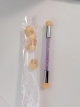 1 pincel de decoración de uñas con degradado, bolígrafo de dibujo de pintura con 4 cabezales de esponja de repuesto, herramienta de manicura con mango de diamante de imitación de doble extremo NB14 #