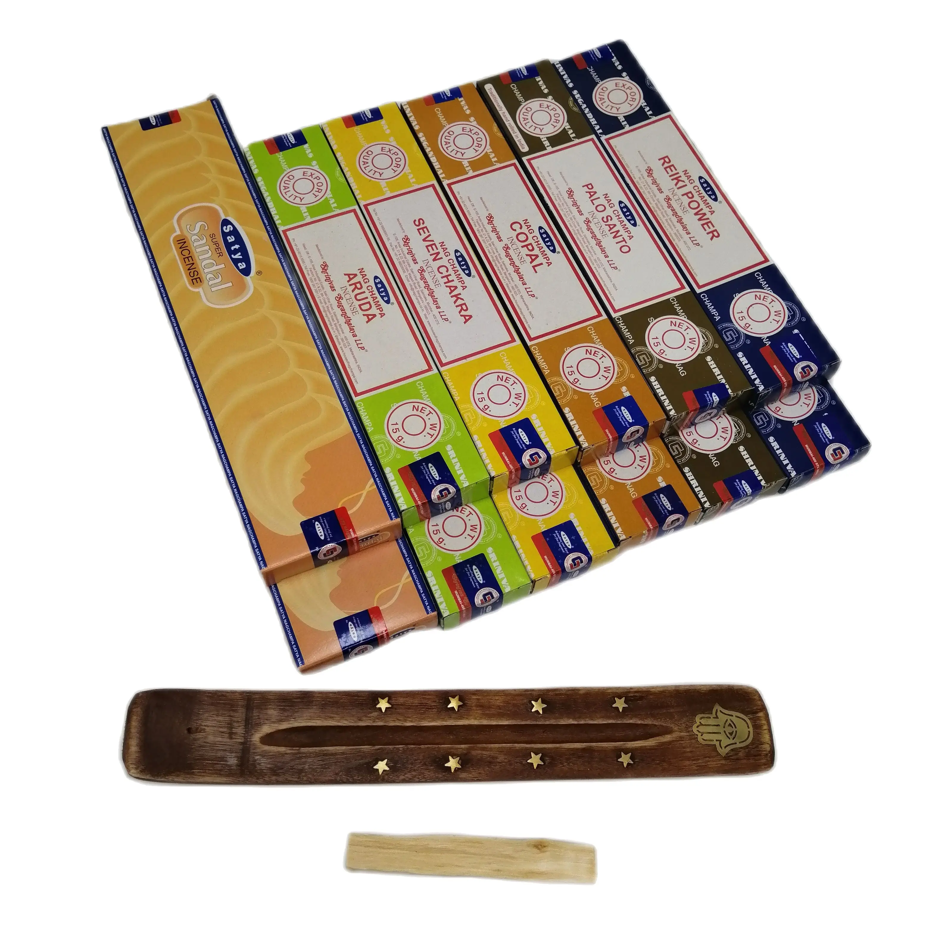 Incenso Satya 12 Box, Super Chanda, Ruda , Copal , Palo Santo, Reiki Power + Tablet + Palo Santo Regalo Clean Bad Energy Crea Un Buon Ambiente Della C