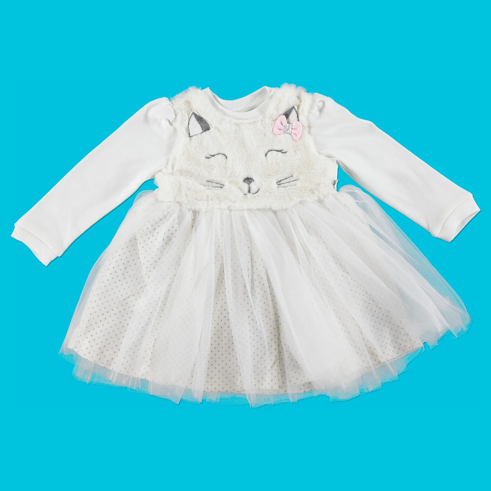 Ebebek Mymio/платье-интерлок из тюля с изображением котенка для маленьких девочек
